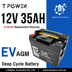 NEW 12V 35AH AGM EV DEEP CYCLE Battery For Kubota G3200 Lawnmower - Picture 1 of 6