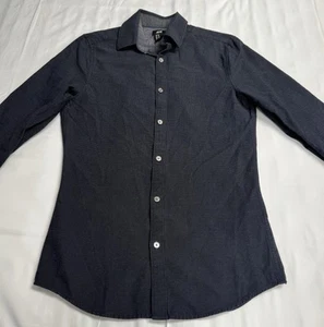 Camisa H&M Calce Ajustado Abotonada Para Hombre XS Negra Blanca Lunares Manga Larga Cuello - Imagen 1 de 6