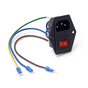 Prise encastrable C14 pour appareils à froid avec interrupteur rouge interrup... - Afbeelding 1 van 9