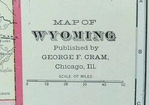 Vintage 1907 WYOMING Karte 22"x14" alt antik original CASPER DOUGLAS CHEYENNE WY - Bild 1 von 9