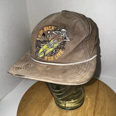 Volcom Layback for Life Skeleton Surf Embroidered Brown Snapback Hat Cap Skater - Image 1 of 4