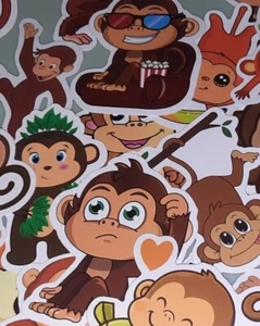 50 lustige Affen Aufkleber Cartoon Schimpansen Stickerbomb DIY Geschenk Deko (55 - Bild 1 von 5