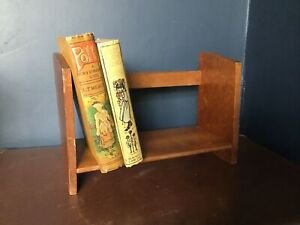Vintage Wooden Book Trough Desk Shelf Display