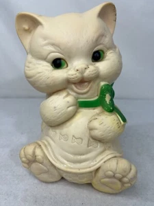 Ashland Vintage Rubber Cat Green Bow Squeak Toy 8" Tall Kitten - Picture 1 of 11