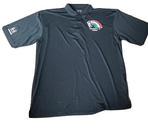Vintage retro university hawaii rainbow warriors green lightweight polo shirt 2x Cover