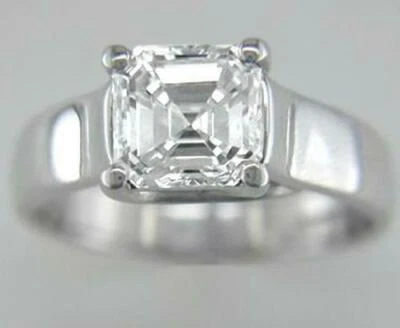 2ct Diamond Solitaire and Very Chunky Platinum Ring Certified F VS2 Asscher Cut  - Image 1 of 4