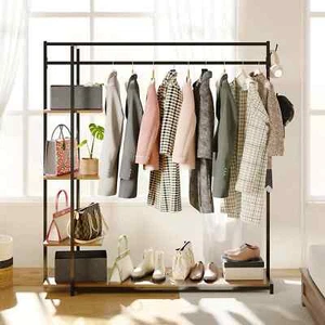 Metal Clothes Organizer Heavy Duty Garment Adjustable Rack Closet Storage Shelf - Picture 1 of 30