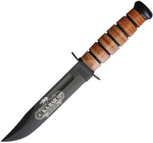 Ka-Bar 120th Anniversary USMC Stack Leather 1095 Fixed Blade Knife w/Sheath 9191