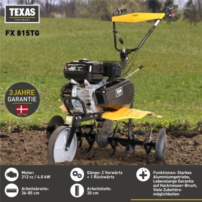 TEXAS Gartenfräse Motorhacke Bodenhacke Bodenfräse Pflug Benzin Profi FX815TG - Bild 1 von 4