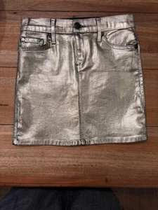 Juicy Couture Jeans Girls Coated Denim Skirt Metallic Gold Over Black Size 12 - Picture 1 of 4