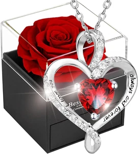Rosa Eterna Regalo per Lei,Rosso Rosa Stabilizzata Vera,Preservada Fiori,Confezi - Foto 1 di 12