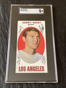 1969-70 Topps #90 Jerry West Basketball Trading Card SGC Graded 5 EX - Picture 1 of 6