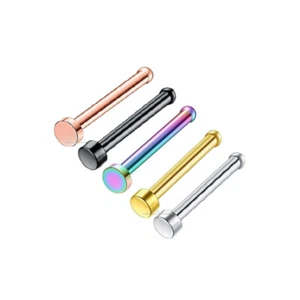Nose Stud Bone Pin Straight Surgical Steel 2mm Flat Disc Nostril Piercing - Picture 1 of 7