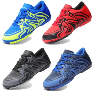 Kids Soccer Shoes Youth Indoor Turf Soccer Cleats Lace Up Athletic Shoes - Picture 1 of 14