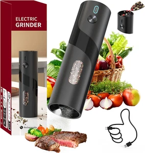 Electric Rechargeable Pepper Grinder Top Load 110ML Spice Mill Adjustable Coarse - Picture 1 of 12