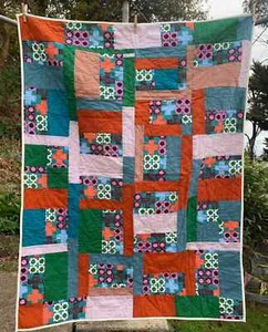 colourful handmade patchwork abstract quilt | throw | blanket | doona | - Picture 1 of 3