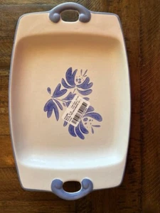 PFALTZGRAFF YORKTOWNE 12.5 INCH RECTANGULAR PLATTER BLUE HANDLE DESIGN (B006) - Picture 1 of 3