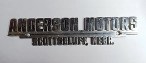 Vintage ANDERSON MOTORS Scottsbluff Nebraska Chrome Metal Dealership Emblem - Bild 1 von 3