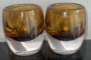Crate and Barrel? Amber Heavy Votive Holders - Picture 1 of 5