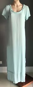 LISA HO Maxi Dress Blue Short Sleeve Semi Sheer Kaftan Size 10 w Defect - Picture 1 of 12