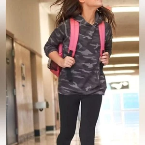 Athleta Girl Size XXL CAMO HOODED Sweatshirt Cute and Super Soft Black & Gray - Picture 1 of 12