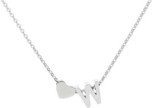 Tiny Gold Silver Love Heart Initial Necklace Personalized Dainty Letter Necklace - Picture 1 of 6
