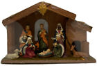 Christmas Nativity Set 9 Pieces Wooden Stable & Porcelain Figurines New & Sealed