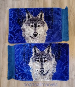 Plush Wolf Shams Queen or King Pillow Case Blue Mountain Cabin Decor (Set of 2) - Picture 1 of 9