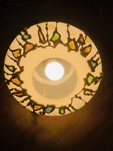 1970s Mod Mid Century MCM Hanging PENDANT Swag LIGHT ORB Hand Painted - Picture 1 of 24