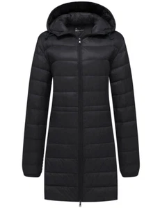 Wantdo Women's Light Down Jacket Long Packable Puffer Jacket Hooded Winter Coat - Picture 1 of 42