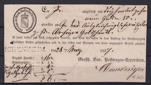 BADEN 1857 Paketschein Ichenheim / Interessant !!!! - Bild 1 von 2