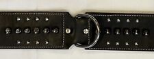 PU Faux Leather Adjustable Spiked Studded Medium/Large Dog Collar 2" Wide BLACK