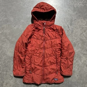 Patagonia Kids Insulated Quilted Puffer Jacket Orange Hooded Girls Size Large - Picture 1 of 11