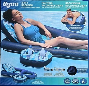 Aqua 2-in-1 Liege Tanner Poolliege mit verstellbarem abnehmbarem Zubehör Caddy - Bild 1 von 5