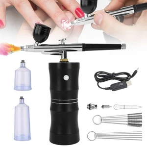 Cordless Airbrush Kit with Compressor Handheld Rechargeable Air Brush Gun Kit UK - Foto 1 di 14