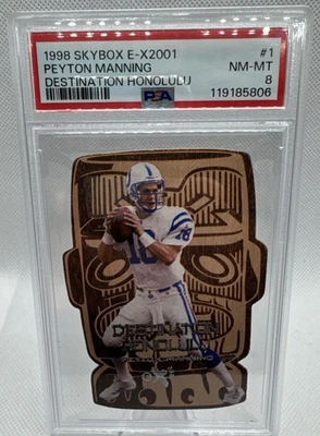 1998 Skybox E-X2001 Peyton Manning DESTINATION HONOLULU #1 Rookie RC PSA 8 Pop 7 - Image 1 of 4