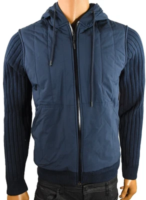 Cardigã suéter masculino com capuz Bass Outdoor novo P G XL azul marinho zíper completo - Imagem 1 de 4