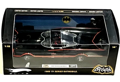 Elite Hot Wheels 1/18 Scale 1966 TV Series Batmoblie Black Model Car New - Image 1 of 4