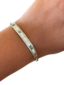 Bracciale vintage in argento sterling 925 abalone e mop - Foto 1 di 7