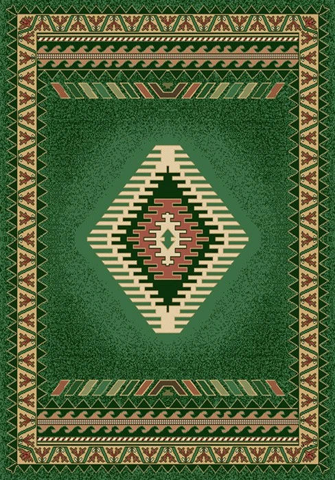 southwestern LODGE green CARPET 5X8 southwest AREA rug : Actual 5' 3" x 7' 6" - Image 1 of 1