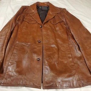 Abrigo Chaqueta De Colección Reed Sportswear Años 70 Para Hombre Marrón 100% Cuero Talla 44 L  - Imagen 1 de 14
