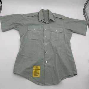 Camisa de Prensa Duradera Militar de Estados Unidos Hombres 15 1/2 Verde Manga Corta AG-415 De Colección Años 80 - Imagen 1 de 6