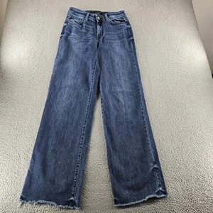 Jeans Judy Blue para mujer 27 (28x32) azul tiro medio pierna ancha holgados Y2k dobladillo crudo - Imagen 1 de 16