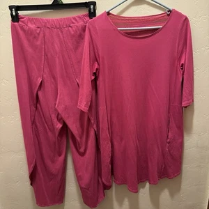 Gudrun Sjoden Matching 2-Piece Elastic Pants & Tunic Top Scallop Edge Sz Small - Picture 1 of 17