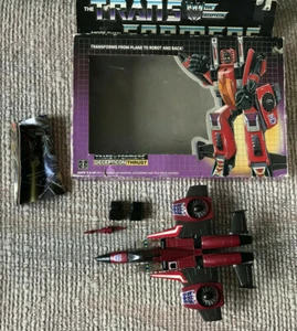 VINTAGE G1 TRANSFORMERS ORIGINAL DECEPTICON JET THRUST WITH OPEN BOX HASBRO 1985 - Picture 1 of 5
