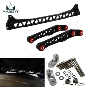Lower Control Arm+Subframe Brace For 92-95 Honda Civic 94-01Acura Integra Black - Picture 1 of 9