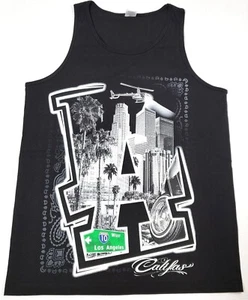 Camiseta sin mangas Los Angeles LA California Urban Streetwear Hombre Chaleco Negro Nueva - Imagen 1 de 2