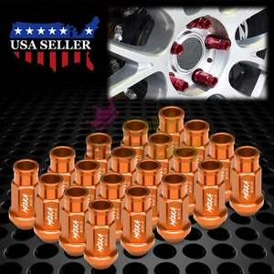 Orange 20pcs M12X1.25 Screw Lug Nuts Short Tuner Aluminum Wheels Rims Cap WN01 - Picture 1 of 8
