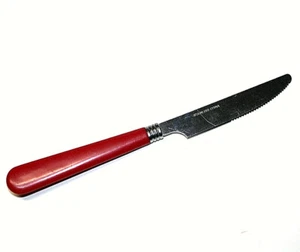 1 cuchillo de cena rojo oscuro mango de plástico acero inoxidable - Imagen 1 de 3