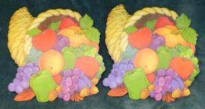 2 VINTAGE PAPPE/PAPIER FÜLLHORN HERBSTDEKO HERBST/ERNTEDANKFEST! STANZFORM - Bild 1 von 1